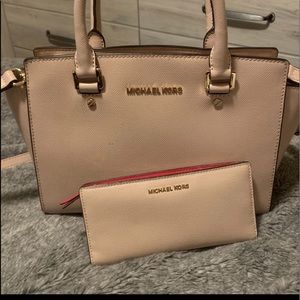 Michael Kors Saffiano Leather Purse and Wallet Set